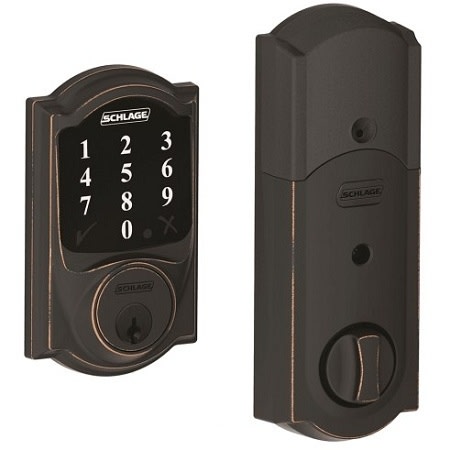 Grade 2 Touchscreen Deadbolt Lock, Connect Series, Camelot Trim, Antique Bronze Finish
